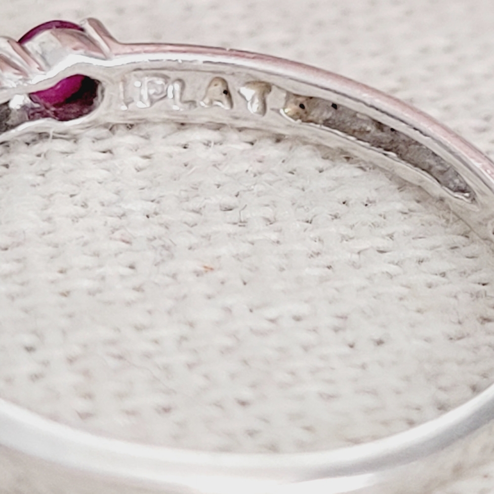 Vintage Platinum Diamond And Ruby Stackable Etern… - image 2